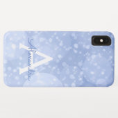 Blue Bokeh Glitter Sparkly Monogram Case-Mate iPhone Case (Achterkant (horizontaal))