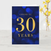 Blue Bokeh Gold Cheers tot 30 jaar verjaardag Kaart (Gele Bloem)