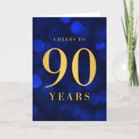 Blue Bokeh Gold Cheers tot 90 jaar verjaardag