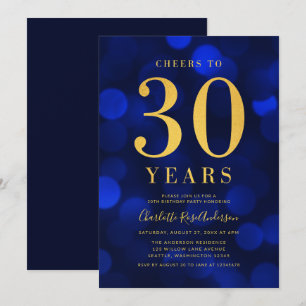 Blue Bokeh Gold juicht voor 30 jaar verjaardagsfee Kaart