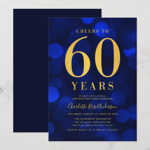 Blue Bokeh Gold juicht voor 60 jaar verjaardagsfee Kaart