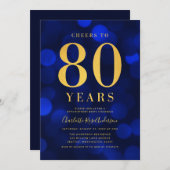 Blue Bokeh Gold juicht voor 80 jaar verjaardagsfee Kaart (Voorkant / Achterkant)