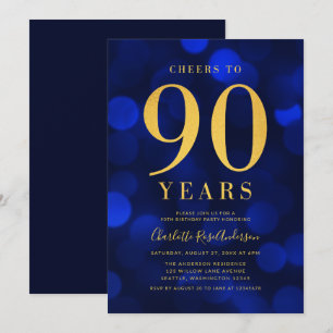 Blue Bokeh Gold juicht voor 90 jaar verjaardagsfee Kaart