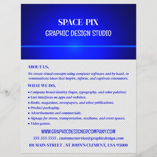 Blue Bokeh Guilloché Design, Graphic Designer Flyer (Voorkant)