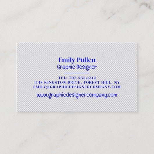 Blue Bokeh Guilloché Design, Graphic Designer Visitekaartje (Achterkant)