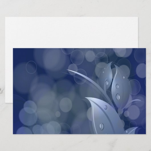 Blue Bokeh Leaves Briefpapier (Voorkant / Achterkant)