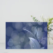 Blue Bokeh Leaves Briefpapier (Staand voorkant)