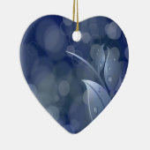 Blue Bokeh Leaves Keramisch Ornament (Rechts)