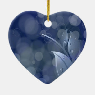 Blue Bokeh Leaves Keramisch Ornament