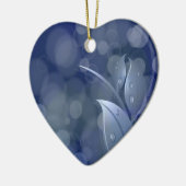 Blue Bokeh Leaves Keramisch Ornament (Links)