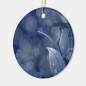 Blue Bokeh Leaves Keramisch Ornament (Links)