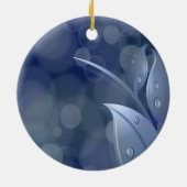 Blue Bokeh Leaves Keramisch Ornament (Achterkant)