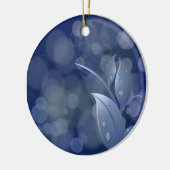 Blue Bokeh Leaves Keramisch Ornament (Links)