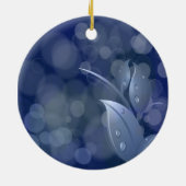 Blue Bokeh Leaves Keramisch Ornament (Achterkant)