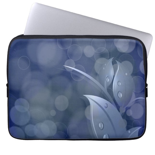 Blue Bokeh Leaves Laptop Sleeve (Voorkant)