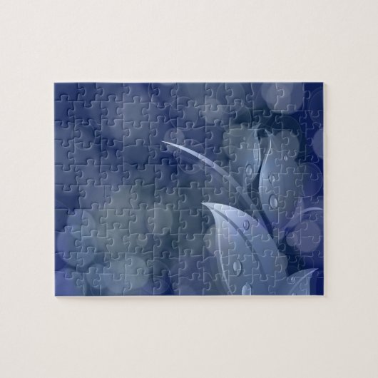 Blue Bokeh Leaves Legpuzzel (Horizontaal)