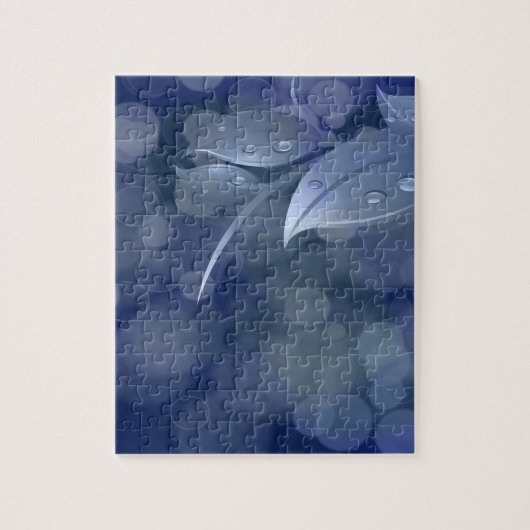 Blue Bokeh Leaves Legpuzzel (Verticaal)