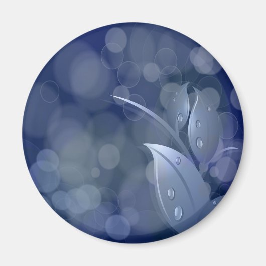 Blue Bokeh Leaves Magneet (Voorkant)