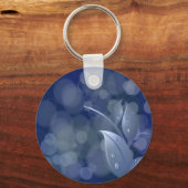 Blue Bokeh Leaves Sleutelhanger (Voorkant)