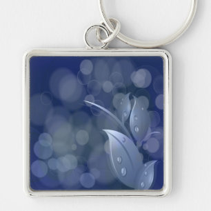 Blue Bokeh Leaves Sleutelhanger