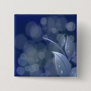 Blue Bokeh Leaves Vierkante Button 5,1 Cm