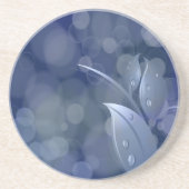 Blue Bokeh Leaves Zandsteen Onderzetter (Voorkant)