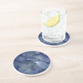 Blue Bokeh Leaves Zandsteen Onderzetter (Zijkant)