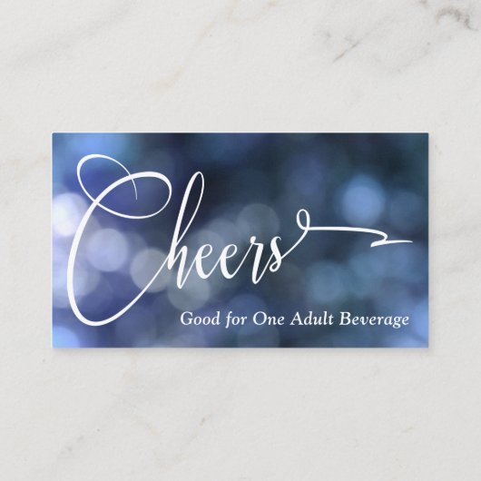 Blue Bokeh Light & Typography 32 Drink Tickets Kortingskaartje (Achterkant)