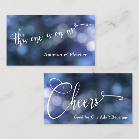 Blue Bokeh Light & Typography 32 Drink Tickets Kortingskaartje (Voorkant / Achterkant)