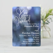 Blue Bokeh Light & Typography 32 Wedding 1 Kaart (Staand voorkant)