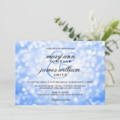 Blue Bokeh Lights Elegant Wedding Kaart (Staand voorkant)