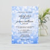 Blue Bokeh Lights Elegant Wedding Kaart (Staand voorkant)