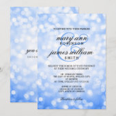 Blue Bokeh Lights Elegant Wedding Kaart (Voorkant / Achterkant)