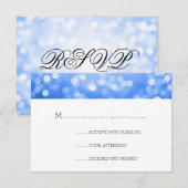 Blue Bokeh Lights Elegant Wedding RSVP Kaartje (Voorkant / Achterkant)
