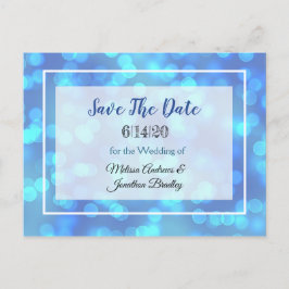 Blue Bokeh Save the Date Briefkaart