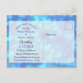 Blue Bokeh Save the Date Briefkaart (Achterkant)