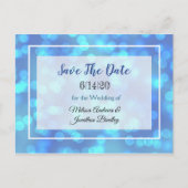 Blue Bokeh Save the Date Briefkaart (Voorkant)