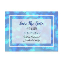 Blue Bokeh Save the Date Briefkaart