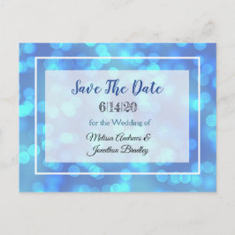 Blue Bokeh Save the Date Briefkaart