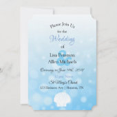 Blue Bokeh Seashell Wedding Uitnodiging (Voorkant)