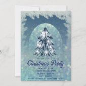 Blue bokeh waterverf zakelijk kerstfeest kaart (Voorkant)