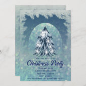 Blue bokeh waterverf zakelijk kerstfeest kaart (Voorkant / Achterkant)