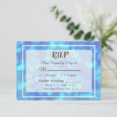 Blue Bokeh Wedding RSVP-kaart RSVP Kaartje (Staand voorkant)