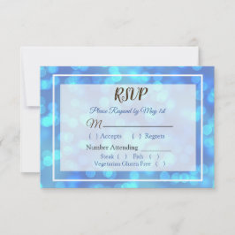 Blue Bokeh Wedding RSVP-kaart RSVP Kaartje