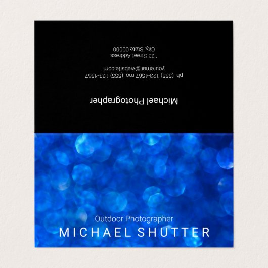 Blue Bokeh-wit paneel Visitekaartje (Buitenkant ongevouwen)
