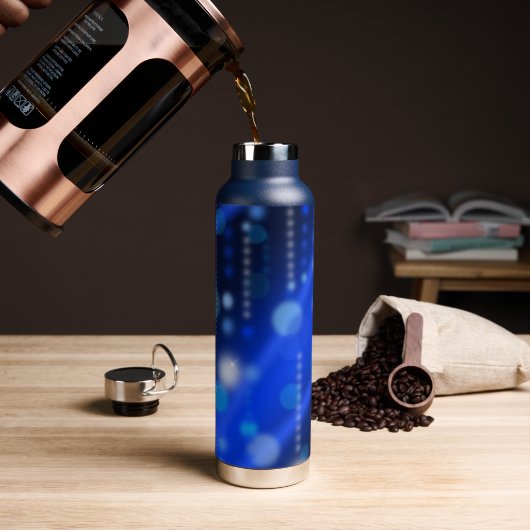 Blue Bokehs Sparkles Festive Waterfles (Koffie)