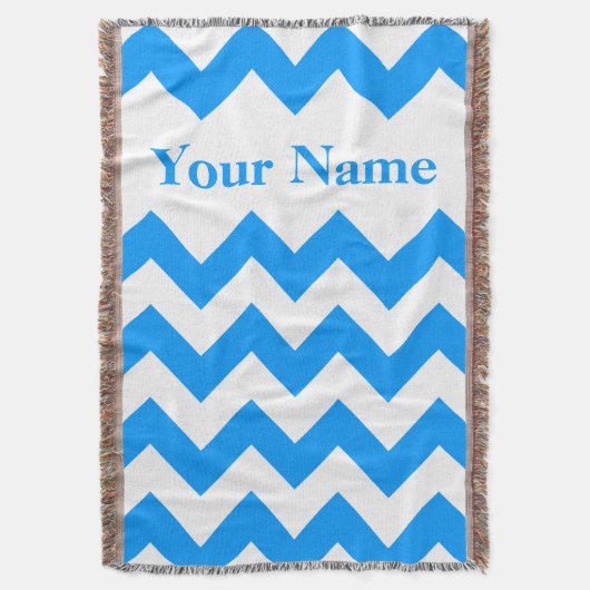 Blue Bold Chevron met aangepaste naam Deken (Voorkant Verticaal)
