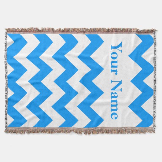 Blue Bold Chevron met aangepaste naam Deken (Voorkant)