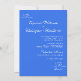 Blue Bold Elegant Chic Calligraphy Wedding Kaart