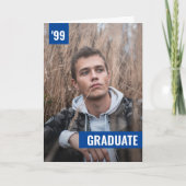 Blue Bold & Modern Photo Afstuderen Invitation (Voorkant)